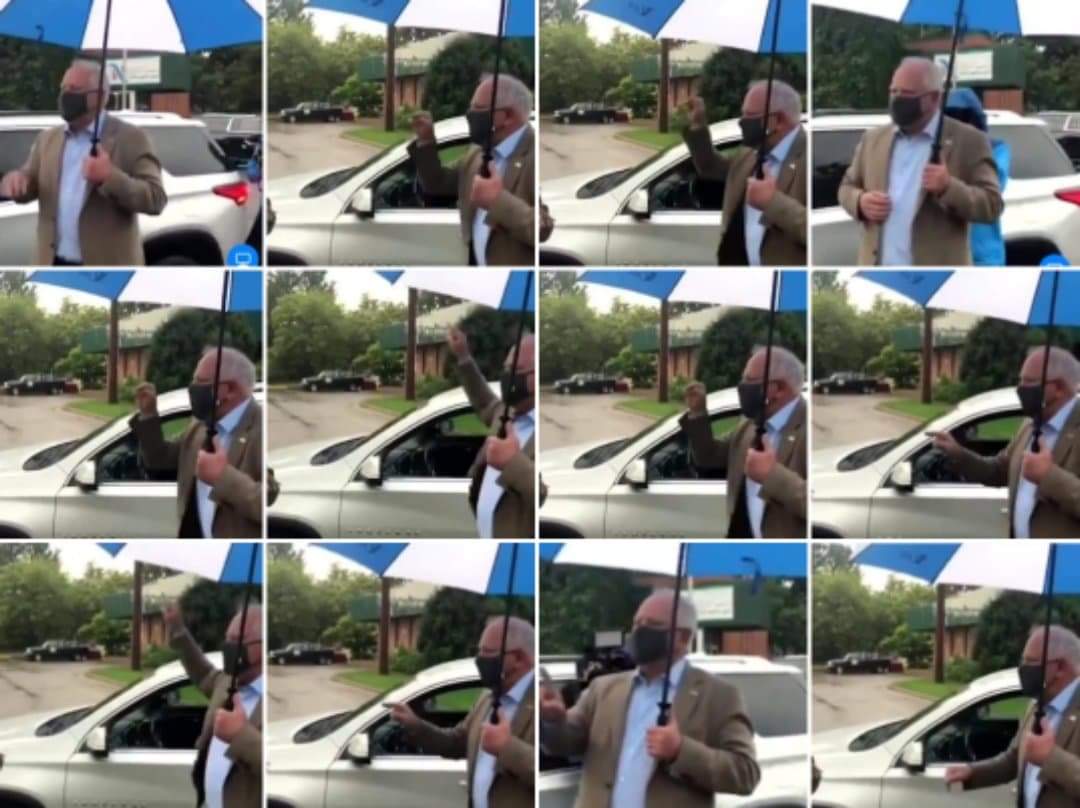 MNUpNorthLakeG1's tweet photo. The stages of a @Tim_Walz Meltdown when calmly approached by a constituent asking why he is visiting a town during (a Walz Lockdown Tour) that he once dismissed as "Rocks and Cows." 

#mnleg https://t.co/NZG1tnlUpZ