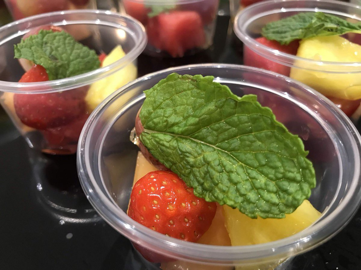 Looking for a catering/food prep business that can supply fresh fruit portions, initially similar to the attached pic (watermelon, strawberry, pineapple, grape, mint) preferably in biodegradable packaging. Thank you