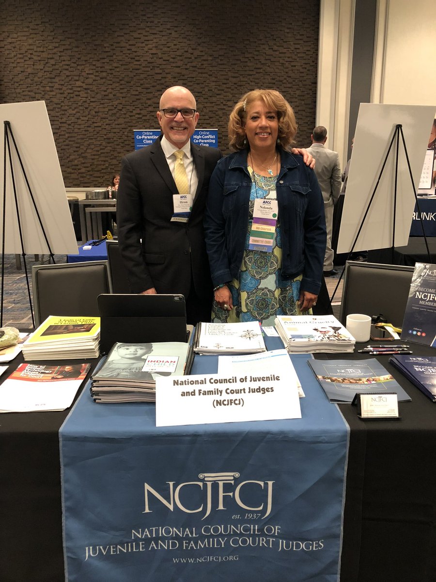 NCJFCJ's tweet photo. #NCJFCJ Pres. Judge Hiram Puig-Lugo with @AFCCtweets Maryland Chapter Pres. Nolanda Robert in Chicago for #AFCC59. We are delighted to be teaching and learning at this event!#remotehearings #technologyincourts https://t.co/pT5ceREFWv