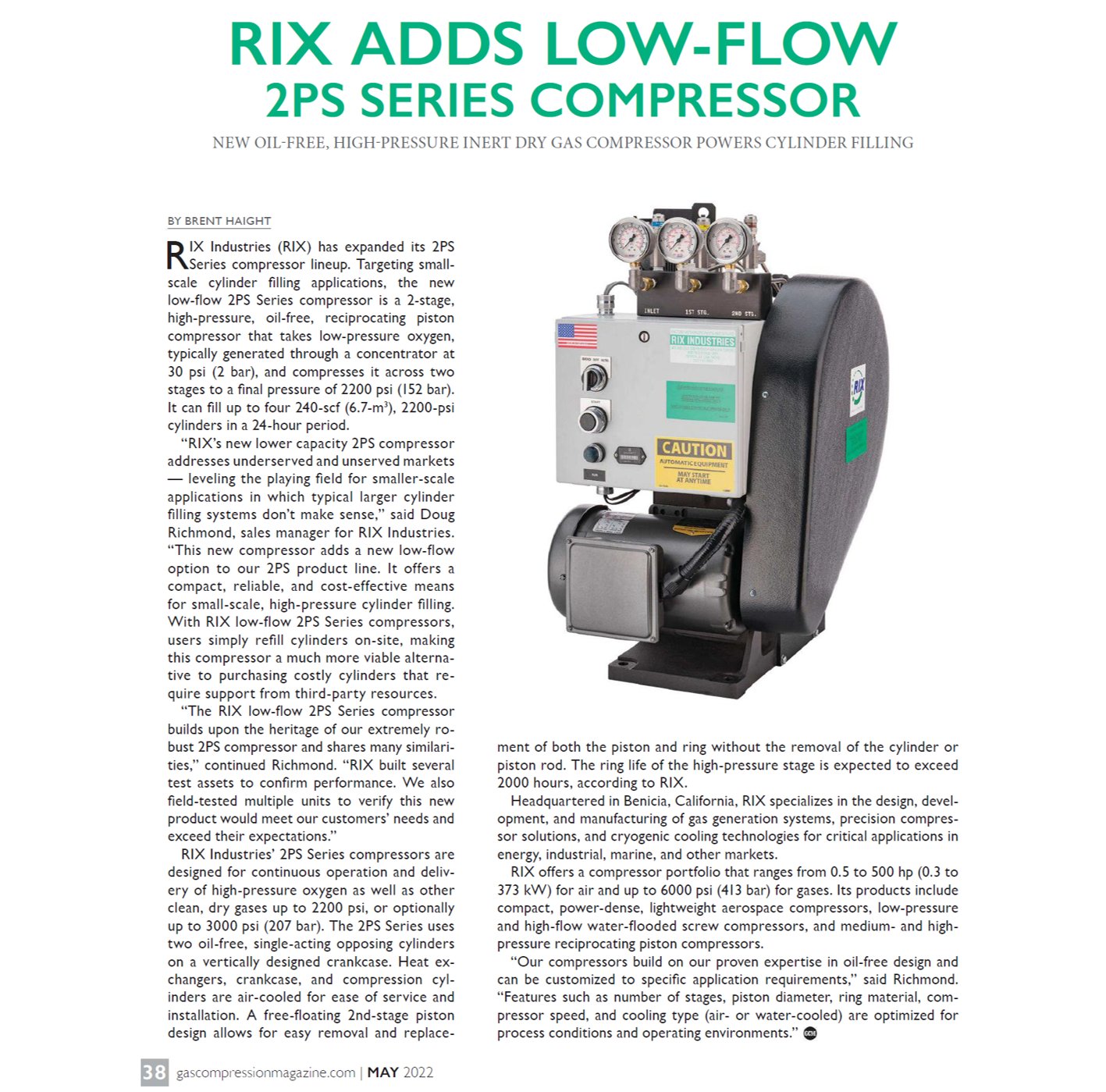 Rix compressor outlet