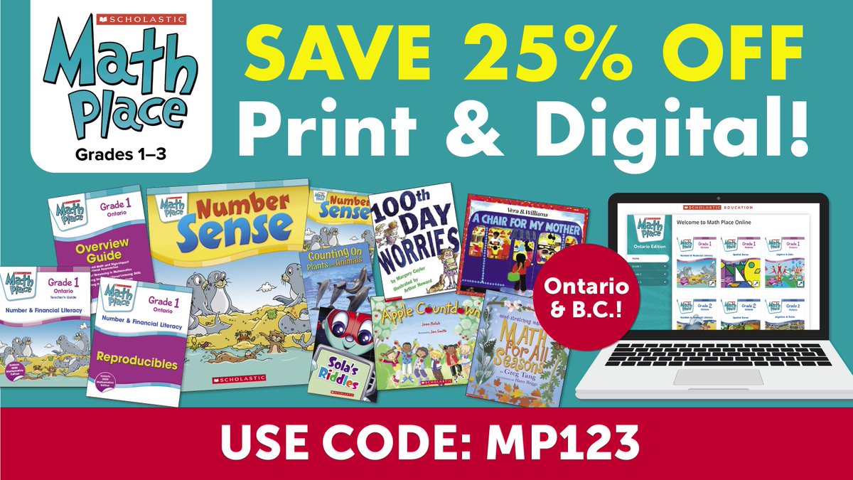 ScholasticEdCda's tweet photo. Special Math Place 25% Off Sale! Math Place empowers teachers to effectively teach math with embedded support and professional learning in every lesson! Available as print kits, or digital-only subscriptions. View virtual sampler/pricing plans: https://t.co/xzUZY6o4Wy #MathPlace https://t.co/snB4eRoV69