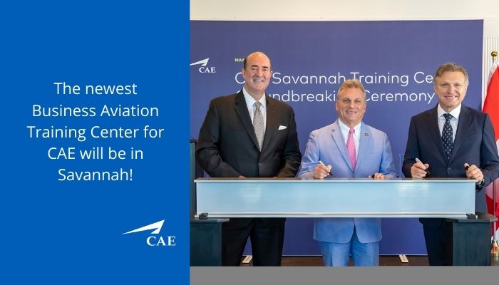 CAE_Inc's tweet photo. ✈️ #Savannah will soon be home to the newest Business Aviation Training Center for #CAE! The ceremonial beam signing (pictured here) celebrates this milestone event for CAE. #CAEpilot #TrainwithCAE
➡️https://t.co/EFTQmfj2sK https://t.co/HJR9LvVcCQ