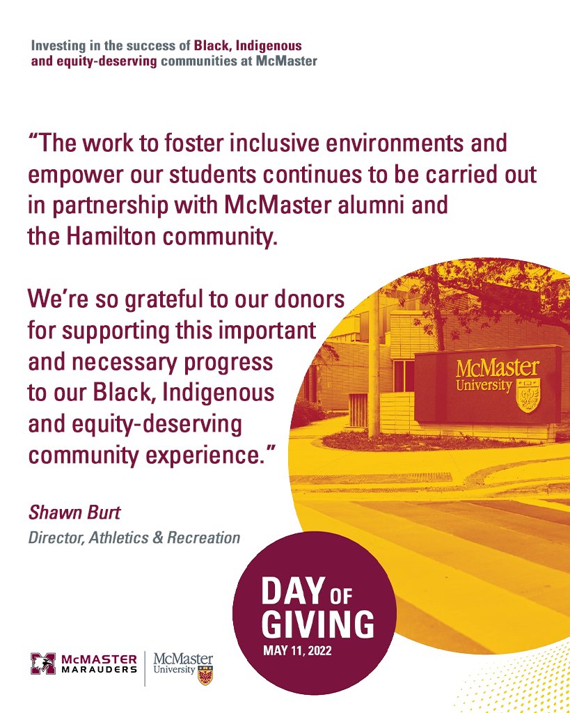 McMasterSports's tweet photo. $52,705 raised for the A&amp;R EDI Priorities Fund!

We're so thankful for your support as we continue working towards inclusivity and empowerment through initiatives made possible by the Equity, Diversity and Inclusion Priorities fund! #MacDayofGiving

@McMasterBSAC | @McMasterU https://t.co/G2THSJzwNN
