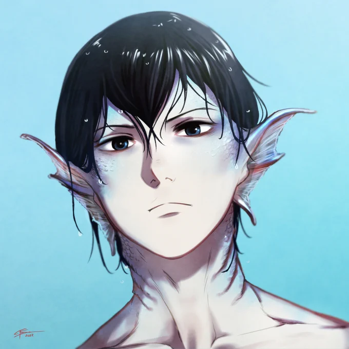 #mermay you say? I actually drew a Tobio merman a while ago for @majikhara 