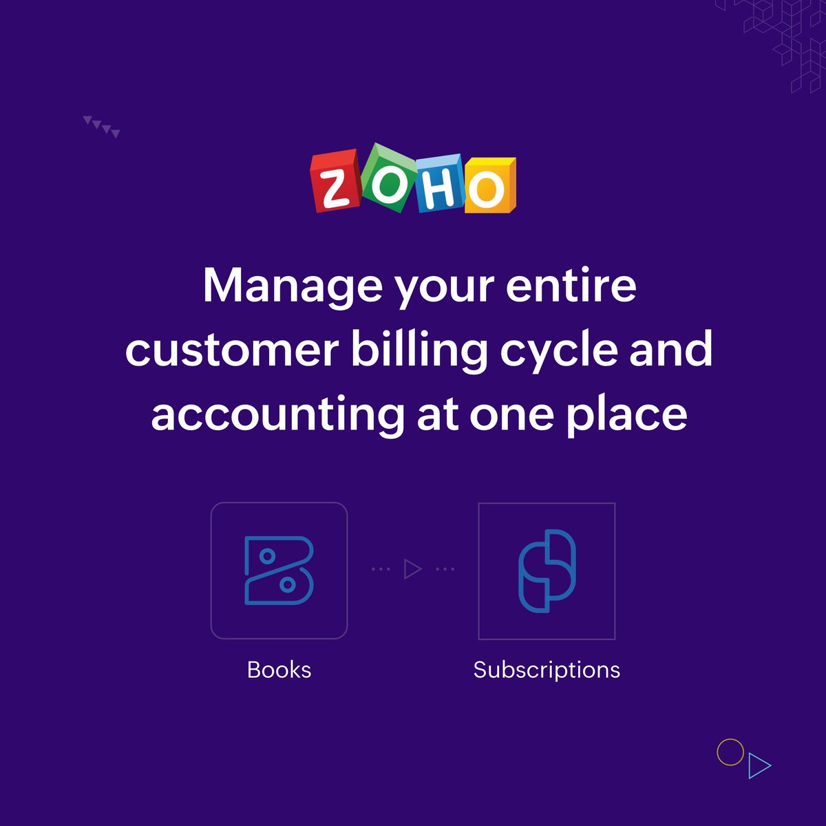 ZohoBooks's tweet photo. Integrate #ZohoBooks with #ZohoSubscriptions to manage the entire customer life-cycle from automated billing and charging for their subscriptions to handing your accounting. Try now: https://t.co/rEy4vb8WAy
#SeamlessWithZoho https://t.co/UBFn3Zr3lA