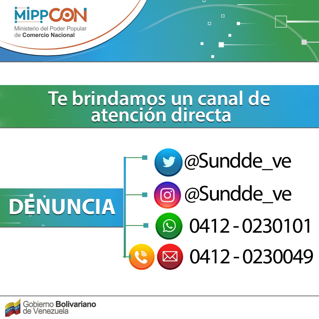 MinComercioMon's tweet photo. #Monagas #MinComercioNacional y la @sundde_ve amplía los canales de recepción de denuncias y atención directa para las usuarias, usuarios y consumidores. Puedes enviar un mensaje por Whatsapp al número 0412-023.0101 https://t.co/PSmNg3d0zg