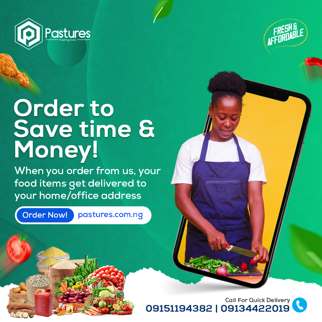 Make orders on pastures.com.ng and get them delivered to you within Portharcourt. Pay on delivery is also available.  

#pasturesng #groceries #PHtwittercommunity #riverstate #asuu #sabinus #foodvendor