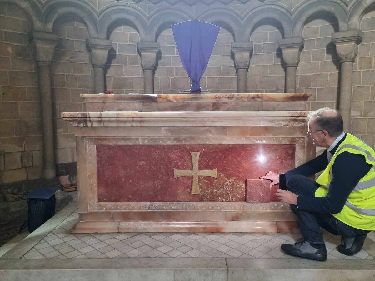 KPSArchitects's tweet photo. Last week, the reordering works to Shrewsbury Cathedral continued as we carefully dismantled the beautiful Thicknesse Altar from St. Catherine’s Chapel at Ely Cathedral, ready for its transfer to the Sanctuary at Shrewsbury Cathedral @matherellisltd #GradeIListed #Cathedral https://t.co/BRQL7EimFE