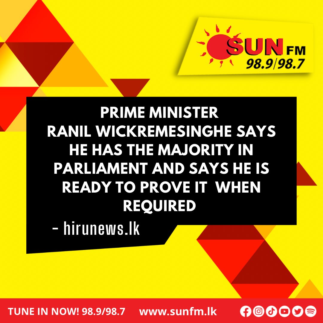 sunfmlk's tweet photo. Tune in now to 98.9/98.7 Island Wide for everything you need to know! 🔥 

#sunfm #radio #entertainment #news #newsalerts #hirunews #LKA https://t.co/5JBvCPcpAr