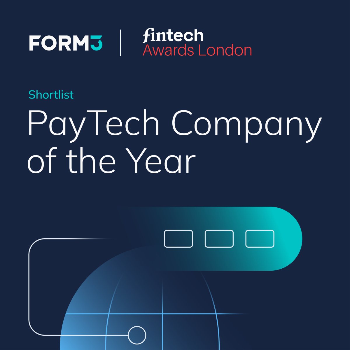 Form3Cloud's tweet photo. ⭐️Form3 are thrilled to have been shortlisted for the ‘PayTech Company of the year award’ at the 2022 Fintech Awards London.  The winners will be announced on Wednesday 13th July 2022. Congratulations to all those nominated 👏 https://t.co/f1csfDAhaG https://t.co/nuM32zemv7