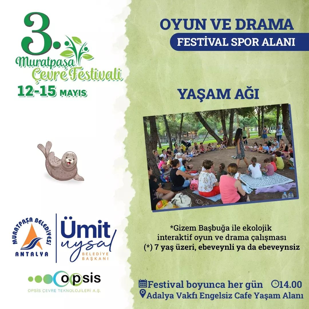 gizembasbuga's tweet photo. 14.00-15.00 YAŞAM AĞI
Gizem Başbuğa ile ekolojik interaktif oyun ve drama çalışması
(*) 7 yaş üzeri, ebeveynli ya da ebeveynsiz katılım.
@MuratpasaBld.
.
#muratpaşabelediyesi
#çevrefestivali
#ekoloji
#drama
#antalyakültürsanat
#antalyaetkinlik
#ezimasslevi https://t.co/FI0Tm0Qmea