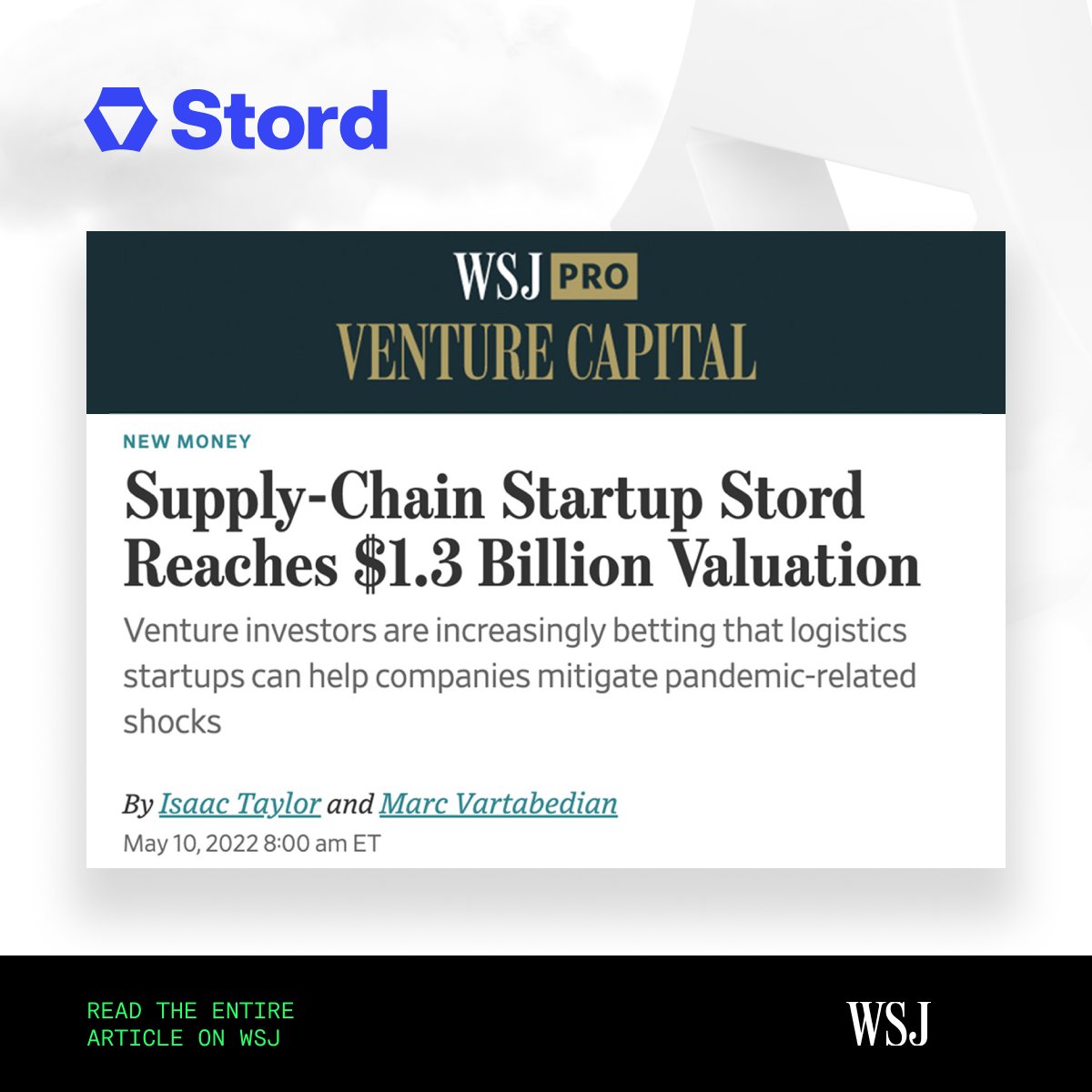 GetSTORD's tweet photo. 📰 Have you heard the news? @isctatlor1091 and @marcvarta at @WSJ sure did! This week we announced a $120 million extension of our #SeriesD funding, bringing the total funding to $325 million and our valuation to $1.3 billion.

Thank you for the coverage! https://t.co/dpmtdPeSyn https://t.co/0HUUU5eOqV