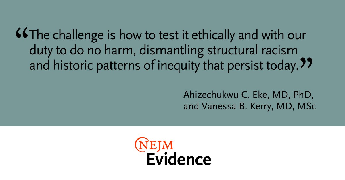 “The challenge is how to test it ethically and with our duty to do no harm, dismantling structural racism and historic patterns of inequity that persist today.” An editorial by <a href="/AhizechukwuEke/">Ahizechukwu Eke, MD PhD</a> and <a href="/VBKerry/">VbK</a>: eviden.cc/3KfEXDz

#GlobalHealth #HPV #gyncsm