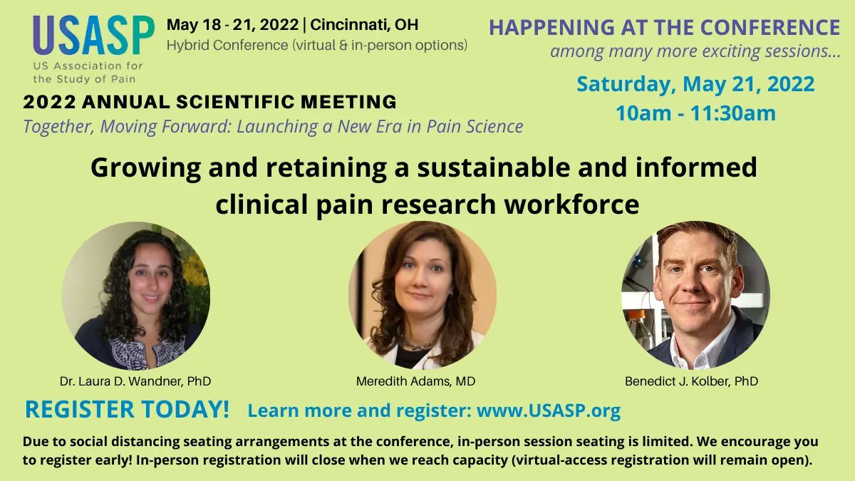 US_ASP's tweet photo. USASP’s 2022 Annual Scientific Meeting Symposia Spotlight: Growing and retaining a sustainable and informed clinical pain research workforce  - May 21, 2022; 10am-11:30am; Cincinnati; Hybrid conference format https://t.co/vYj7f47Q91  #USASP2022 https://t.co/S7XpN3LEE9