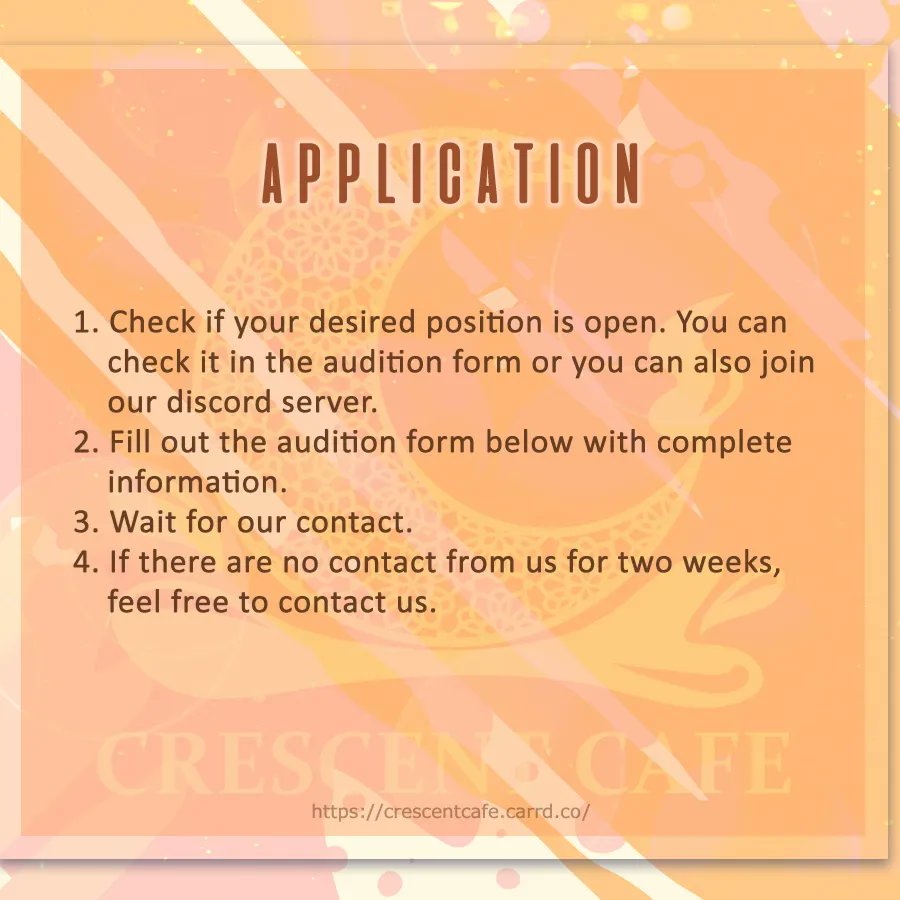 CrescentCafe_PR's tweet photo. We always have our auditions open!
いつも募集中！

» https://t.co/9i0Cf4RLYG

#crescentcafe #クレカ #creativeproject #music #voicedrama #seiyuu #digitalart #video https://t.co/Aun4PKnIfl