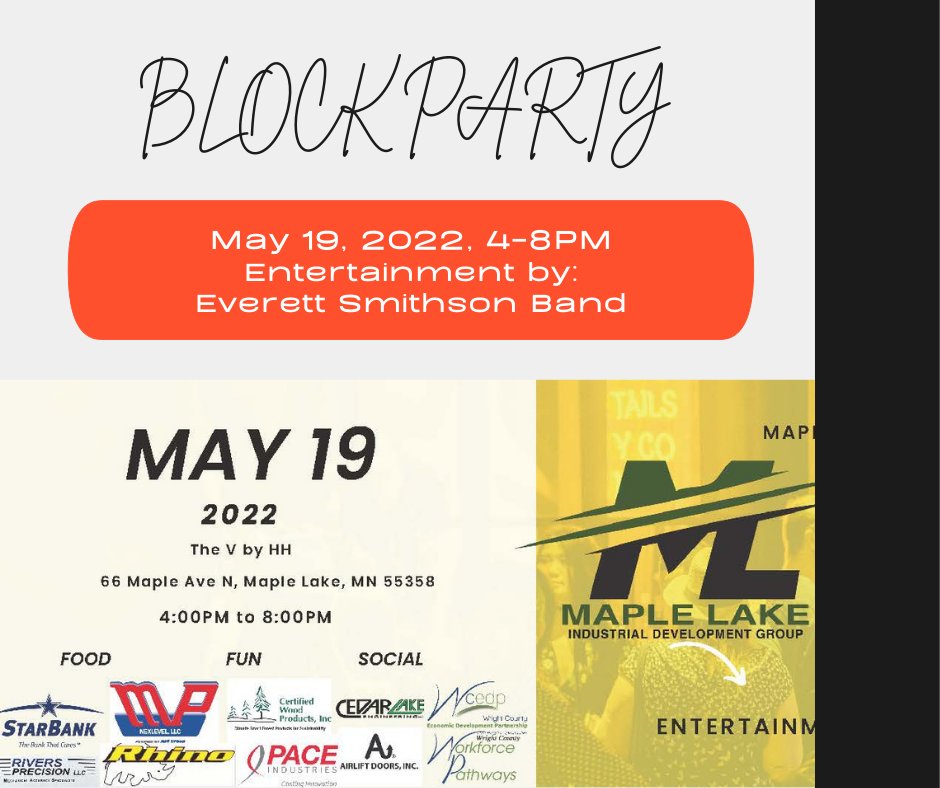 WCEDPartnership's tweet photo. Come Visit WCEDP at the Maple Lake Industrial Development Group Block Party!

We hope to see you there! https://t.co/i9ZuSXqiCx