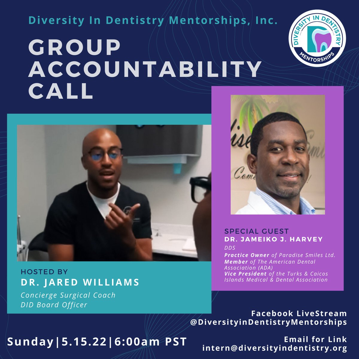 Come join us this Sunday for our next Accountability Call with Dr. Williams, featuring our special guest Dr. Harvey✨ Email us for the link to join! Tag a student!

#diversityindentistry #dentistry #dentist #predent #predental #student #familydentist #dentistsofinstagram