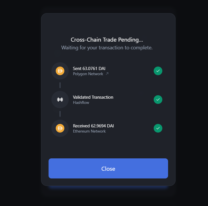 eliglchpv's tweet photo. Episode VI: Swap $DAI between 
@0xPolygon and @ethereum.
Great experience with this cross-chain journey via 
@hashflow_
 🤩🚀
#Hashgang #hashverse https://t.co/tMO6iiwIpN