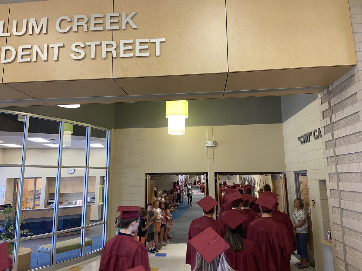 coach_morgan's tweet photo. Buhler High Graduates that attended Plum Creek Elementary went back today to where it all started!! Congrats class of 2022!! @bhsupdates @BuhlerUSD313 https://t.co/FB5wRCVoaC