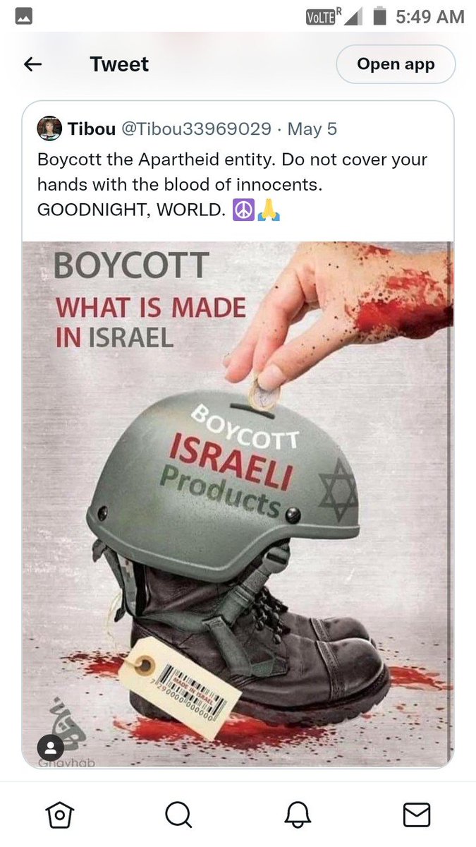 Zainy_Cosmos's tweet photo. @OnlinePalEng #WorldMustStopIsrael
#standupforpalestine
#BoycottIsrael for it's crimes , for what they have been doing with Palestinians , journalists , women , children , lives of civilians. https://t.co/4FRfAILSju