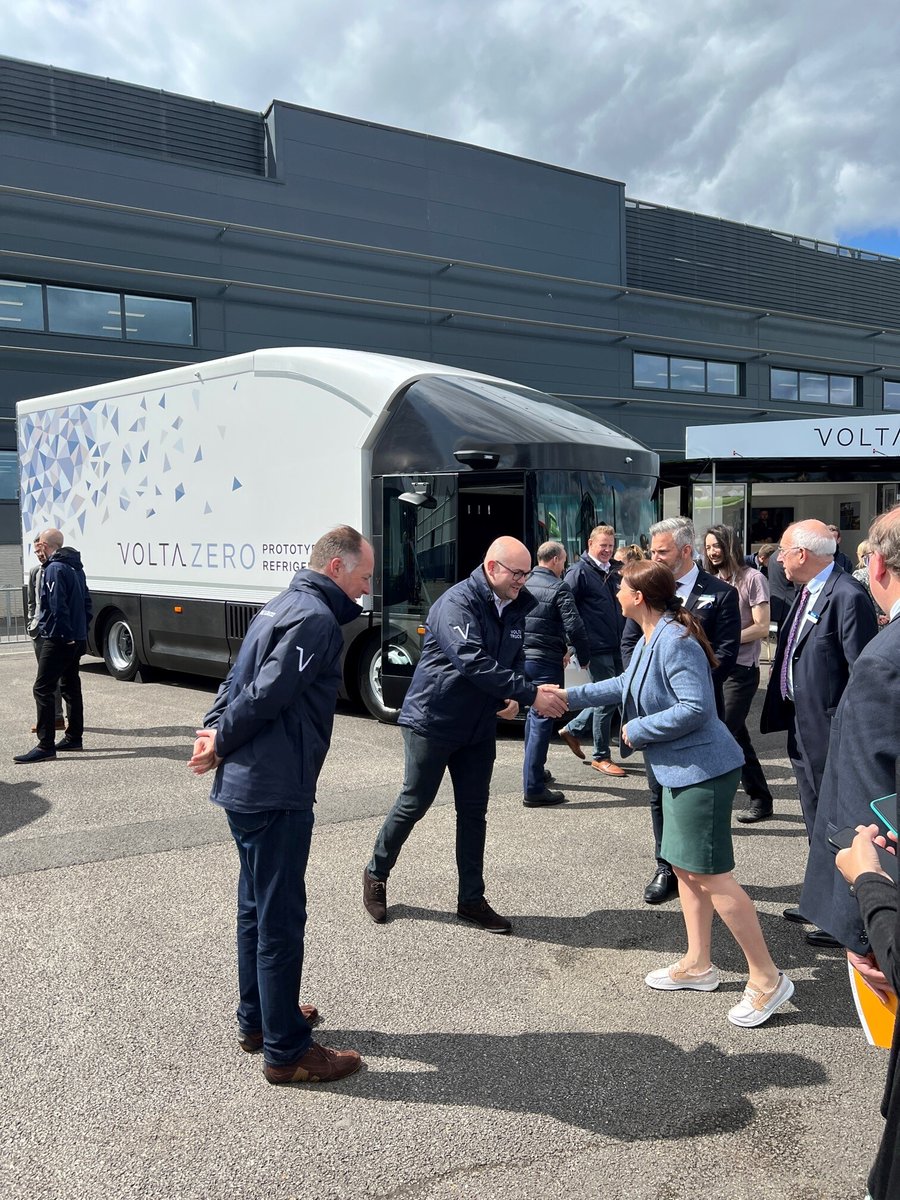 TrucksVolta's tweet photo. Duncan Forrester and Robert Gwynn of Volta Trucks had the privilege of introducing Trudy Harrison, Parliamentary Under Secretary of State at the @transportgovuk, to the full-electric Volta Zero at ITT Hub.

#electrictrucks https://t.co/XJ79DyKu9F
