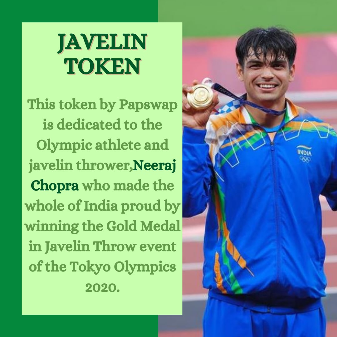 PapswapHQ's tweet photo. #KnowYourSuperToken
SuperToken Name - Javelin Token
Dedicated to Neeraj Chopra
SuperToken Value -Rs 500
Download #PaPswap & share your thoughts about Government Policies & Strategies to earn #SuperTokens
https://t.co/AGXU3NwHQ5
#PoliciesOverPolitics
#CitizenToGovernment https://t.co/MJj8mgoEvG