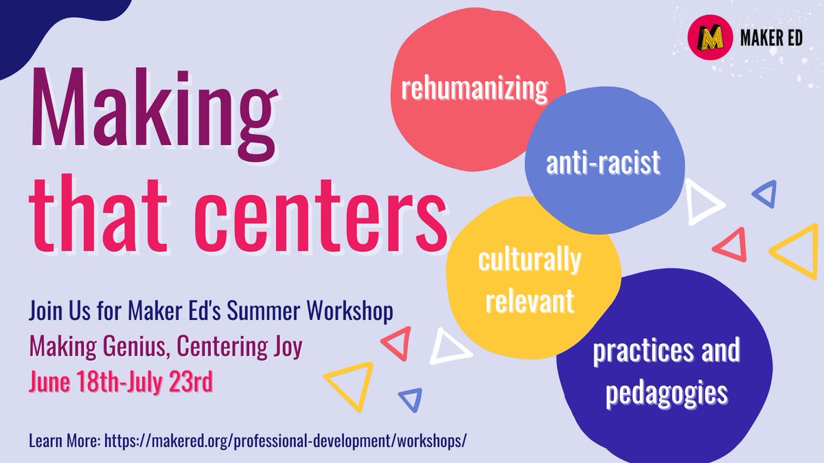 MakerEdOrg's tweet photo. In this six week #virtual #course, we will explore how maker-centered learning ✂️ can be a tool to disrupt traditional models of teaching and learning. This course is online and is sliding scale. To learn more and register, visit: https://t.co/4GGgLtJLX4. https://t.co/6LaW82HLwl