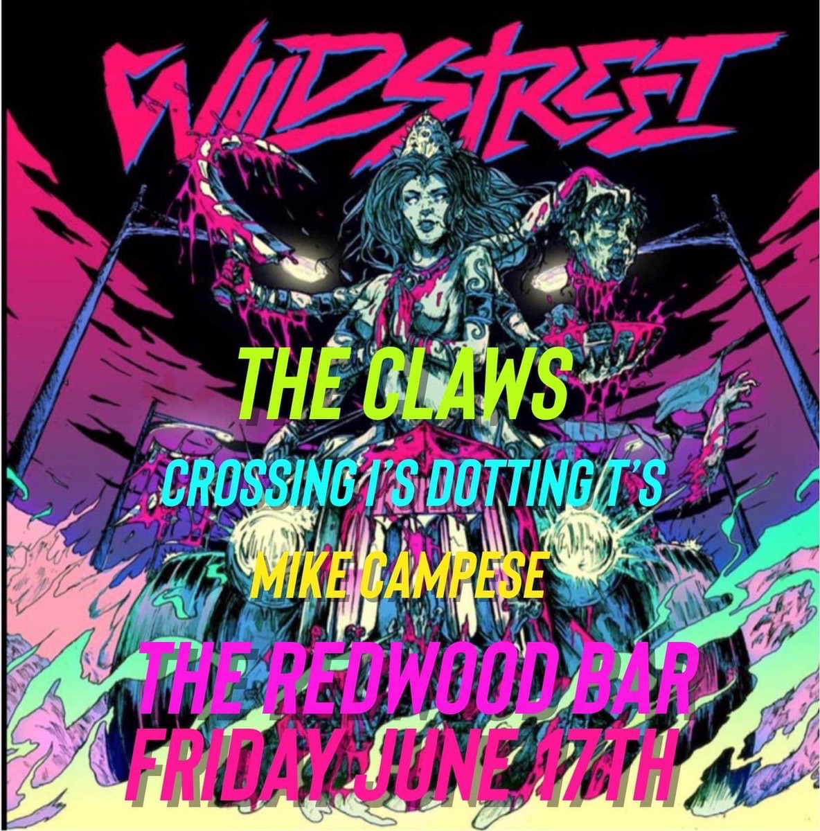 wildstreet's tweet photo. #California Friday June 17 @wildstreet at @theredwoodbar w/  @CIDTband &amp;amp; @mikecatalini and.. the best! 👻👻👻 The Claws 👻👻 come by if you wanna rock! https://t.co/uxeZo8SyVJ