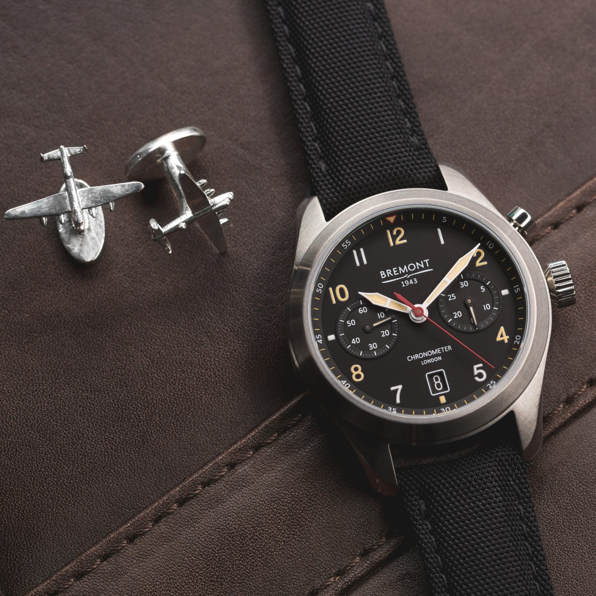 Bremont's tweet photo. Marking the anniversary nearly 80 years on, the Lancaster bomber will be taking to the skies in the UK for flypast's over the weekend. Bremont released the now SOLD OUT Bremont Limited Edition Dambuster earlier this year, find out more: https://t.co/S3pNvXsY8V
#Dambustersraid https://t.co/sbTXulJom7