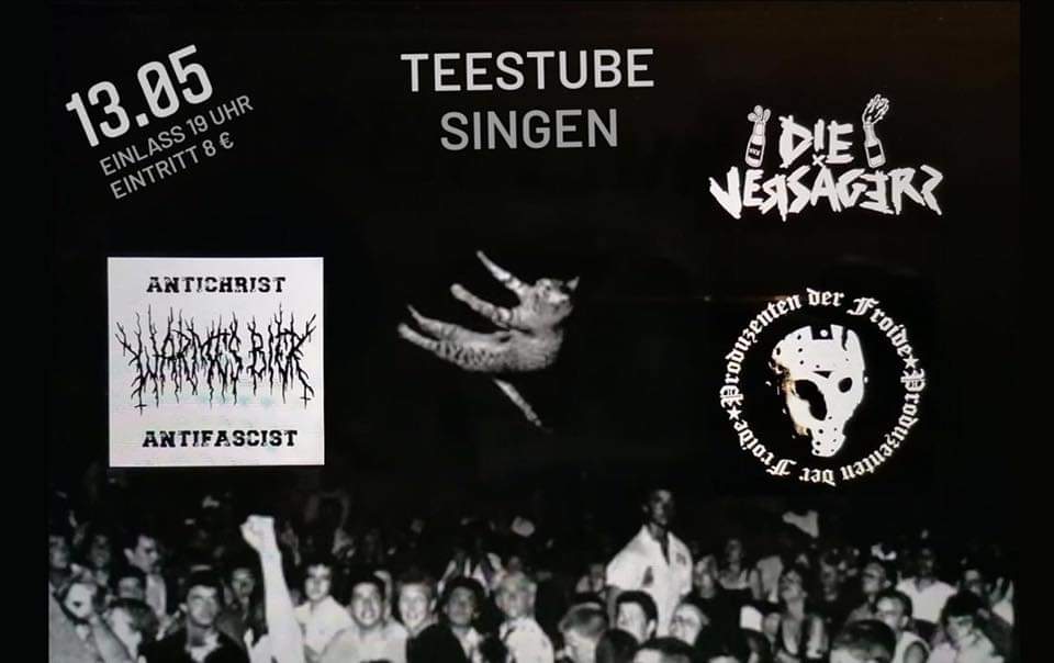 DerFroide's tweet photo. Morgen (Freitag) spielen wir in der "Teestube Singen". Kommt vorbei!
#produzentenderfroide #punkrock #punk #antifa #fcknzs #konzert #singen #warmesbier #dieversagerz https://t.co/NGkmmcJa1X