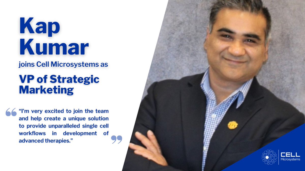 Cell Microsystems (@cellmicrosys) on Twitter photo We are pleased to announce that Kap Kumar has joined Cell Microsystems as Vice President of Strategic Marketing. View the press release: hubs.la/Q01b6_sg0 We are pleased to announce that Kap Kumar has joined Cell Microsystems as Vice President of Strategic Marketing. View the press release: hubs.la/Q01b6_sg0