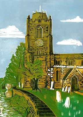 ClareTrowell's tweet photo. SOLD and off to a new home Church-by-the-river original reduction linoprint #HemingfordGrey Thank you!! https://t.co/XATqqCsZRY https://t.co/pJcZkJI6Vc