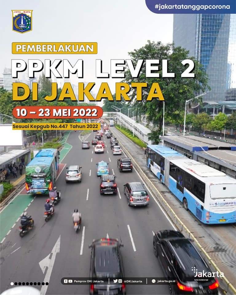 DKIJakarta's tweet photo. Berikut adalah poin-poin penting Pemberlakuan PPKM Level 2 DKI Jakarta, berlaku hingga 23 Mei 2022.
#JagaJakarta #ppkmlevel2 #JakartaTanggapCorona #hadapibersama #pandemibelumusai #jakarta #kotakolaborasi #JakartaBangkit https://t.co/v9JWI6p04M