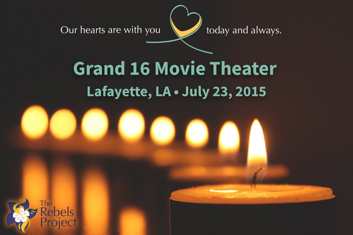 rebelsproject's tweet image. We honor the memory of those taken too soon and send love to all who were impacted by the Grand 16 Movie Theater shooting 7 years ago today. #neverforget #therebelsproject #survivorsupport #massshootings