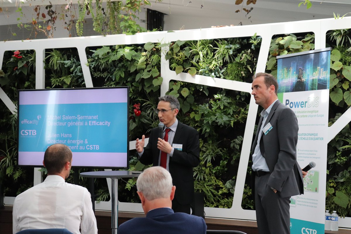 efficacity_lab's tweet photo. 📸#RetourEvent📸
Efficacity et le CSTB ont lancé hier leur logiciel de simulation et de conception de quartiers bas carbone unique en Europe : #PowerDIS. https://t.co/W3fVEshGC7