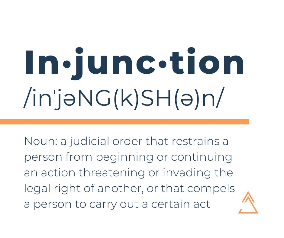 DW_LLP_LAW's tweet photo. Unlike a money judgment, an injunction is a court order requiring someone to stop doing a particular act. #HaganDenison #Injunction #BakersfieldLaw https://t.co/gcN7HTx2kC