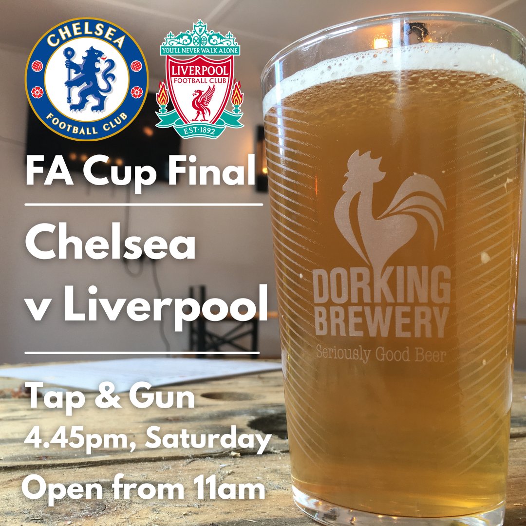Dorking_Brewery's tweet photo. 🏆 We're showing the #FACup final live at Tap & Gun this Saturday!
Football & pints in the sunshine, what could be better? 😍
#TapAndGun #LiveFootball #DorkingBrewery https://t.co/3RhClu6Wak