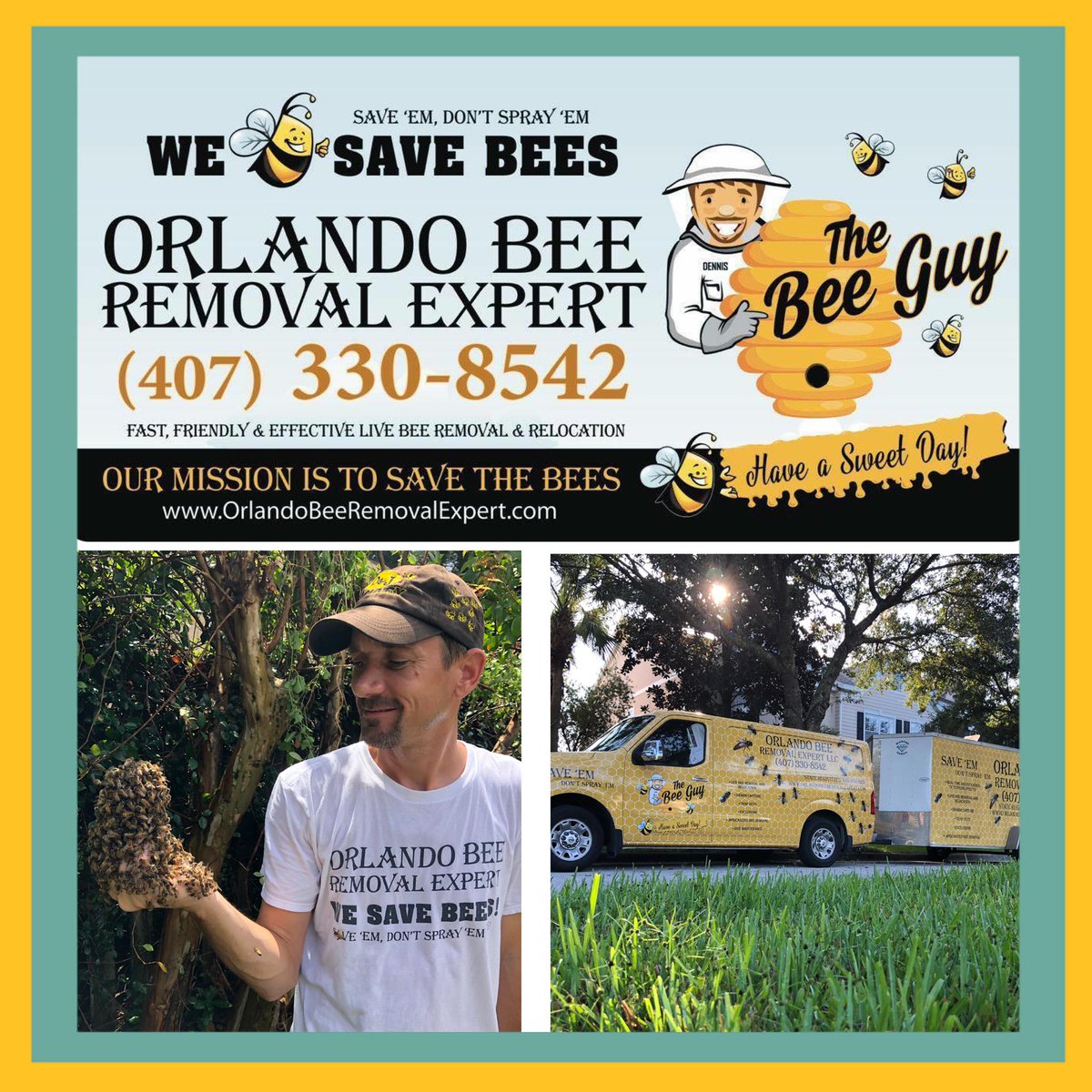 orlandobeeguy's tweet photo. Got Bees? Call the pros! 407-330-8542 Dennis the Bee Guy with Orlando Bee Removal Expert. We are on a mission to save the bees! If you have OR know someone who has bees, call us! #savethebees 🐝 🍯 🐝 Don't have bees BUT want to help??? 🤔🤔 Like AND Share our page! 🙂 https://t.co/60lM2opfib