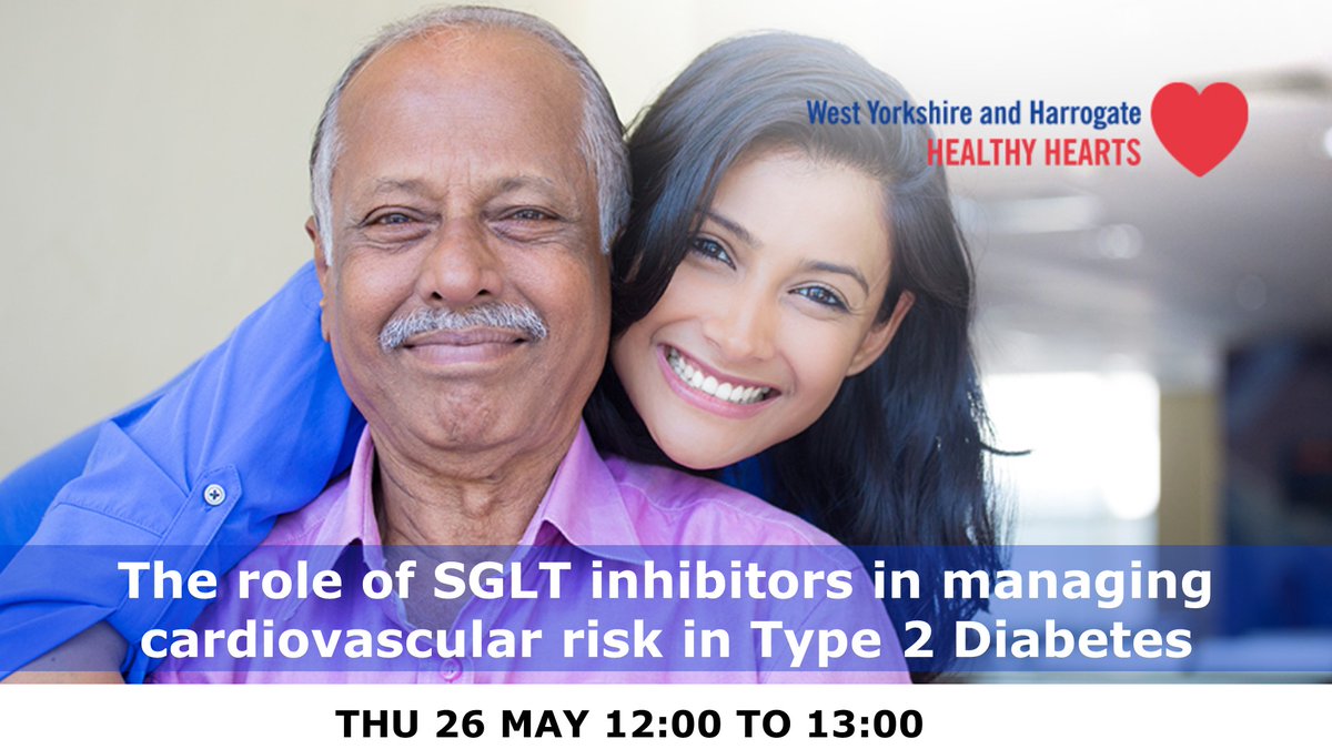 Join us on 26 May from 12:00pm to 1pm: ‘The role of SGLT inhibitors in managing CVD risk in Type 2 Diabetes’ an event led by top experts including 
<a href="/DrRaniKhatib/">Dr Rani Khatib FESC</a>, Dr Waqas Tahir @NHSBfdCraven, Professor Stephen Wheatcroft &amp; <a href="/HannahBeba/">Hannah Beba</a>
@nhsleeds

Register eventbrite.co.uk/e/the-role-of-…