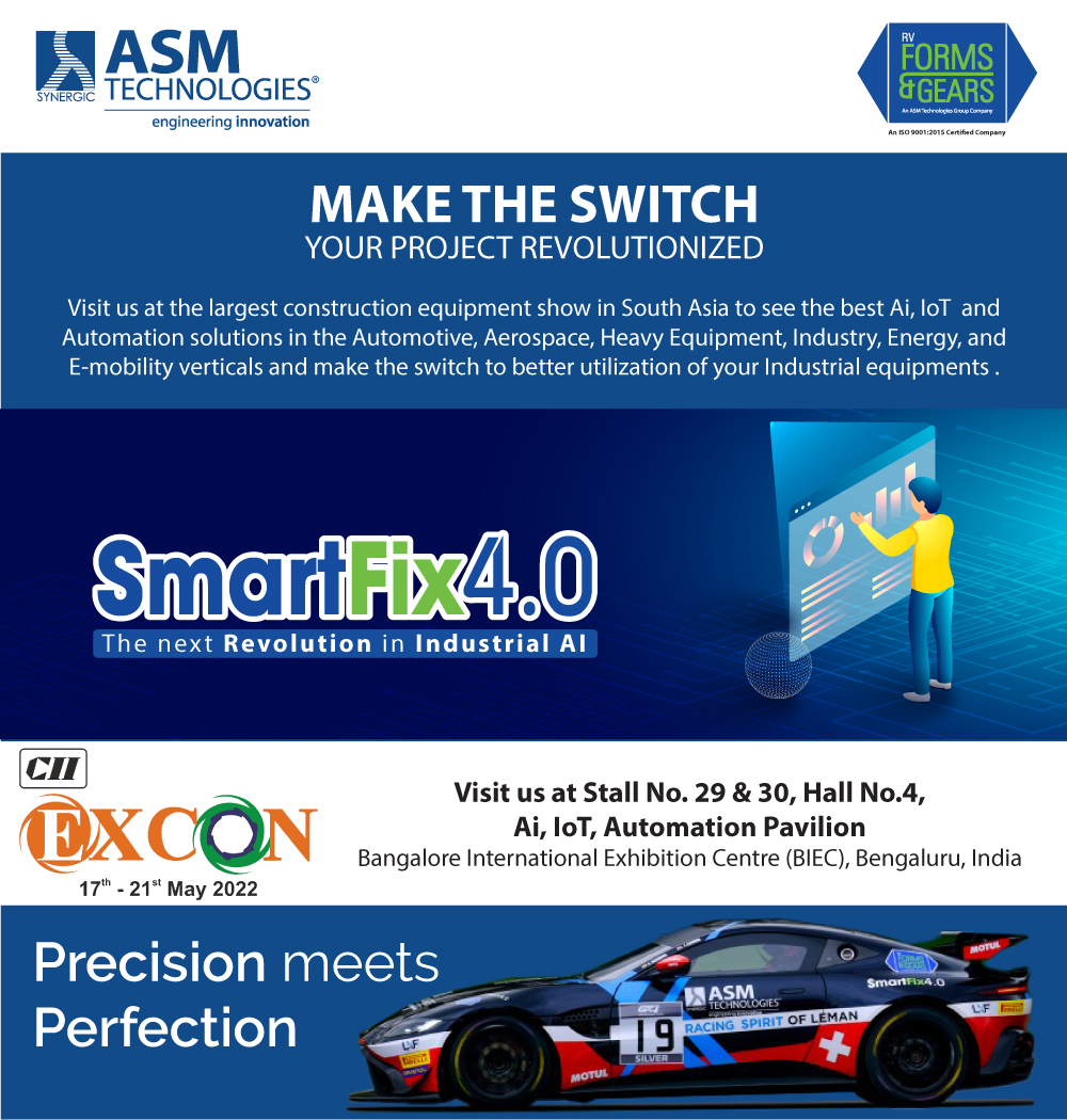 ASMTechLtd's tweet photo. 𝗘𝘅𝗽𝗲𝗿𝗶𝗲𝗻𝗰𝗲 𝗦𝗺𝗮𝗿𝘁 𝗦𝗼𝗹𝘂𝘁𝗶𝗼𝗻𝘀, 𝗘𝘅𝗽𝗲𝗿𝗶𝗲𝗻𝗰𝗲 𝗦𝗺𝗮𝗿𝘁𝗙𝗶𝘅
At EXCON, ASM Tech and RV Forms &amp; Gears will showcase its latest Industrial Ai solutions...
Visit us to see the best Ai, IoT &amp; Automation solutions  and make the switch to better. https://t.co/uCpARhtTVU
