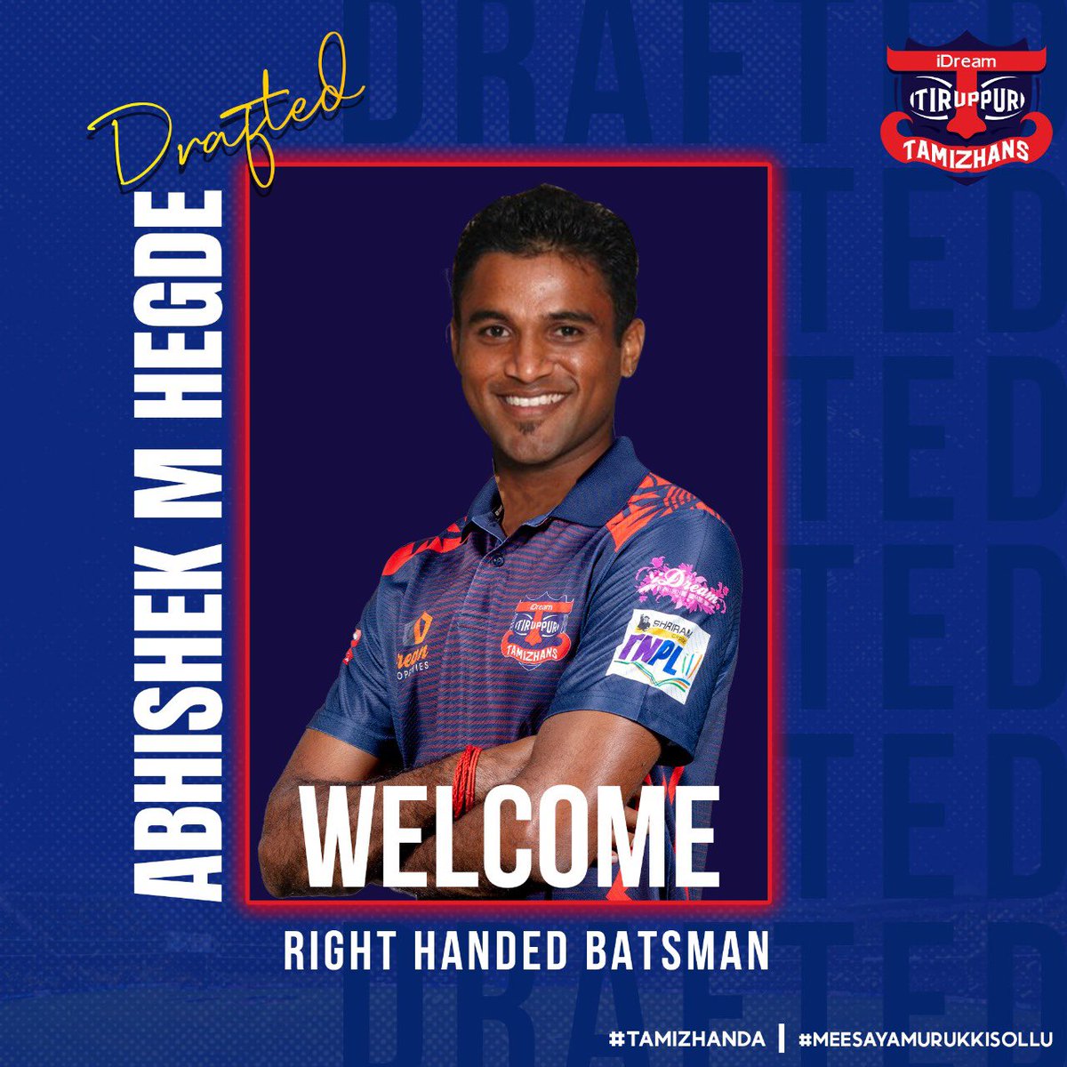 TeamTiruppur's tweet photo. Here are the 3 experienced batters to be drafted into the iDream Tiruppur Tamizhans squad for TNPL 2022!
#playersdraft #tnpldraft #idream #tiruppur #tamizhans #tnpl #tnca #NammaOoruNammaGethu #tnpl2022 #TamilNaduPremierLeague #TiruppurTamizhans #TamizhanDa #meesayamurukkisollu https://t.co/Z9jGwWw1WA