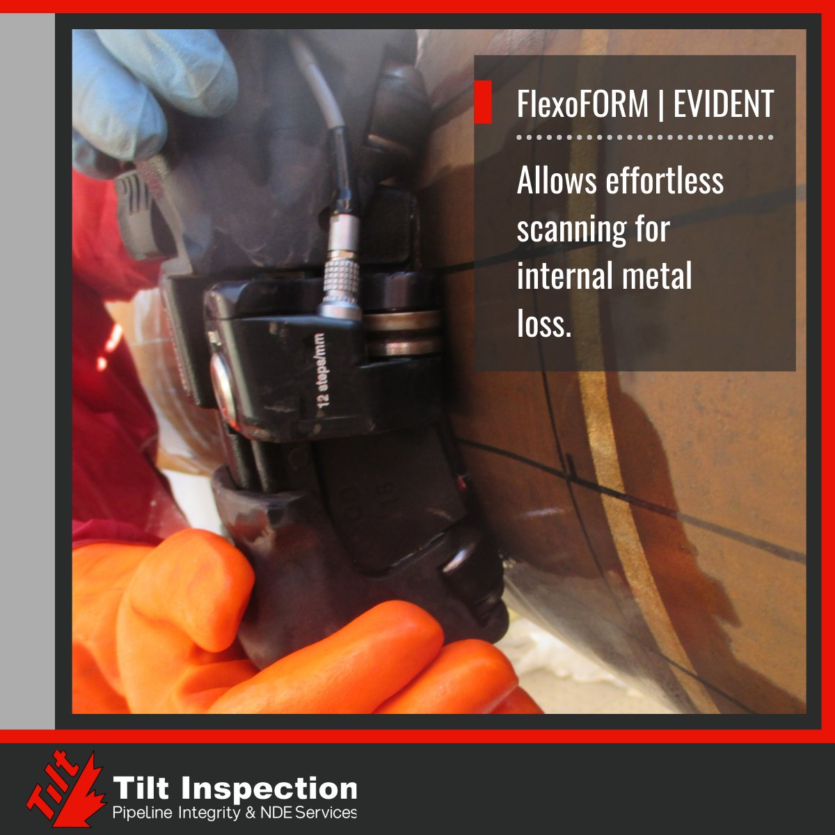 tiltinspection's tweet photo. FlexoFORM is used for scanning elbows. It uses a flexible PAUT probe that allows the probe to contour to the shape of the pipe. This enables the scanning of elbows down to 4.5" in diameter.
#pipeintegrity #pipeinspection #evident #tilt #flexoform https://t.co/M9eyOwjFEt