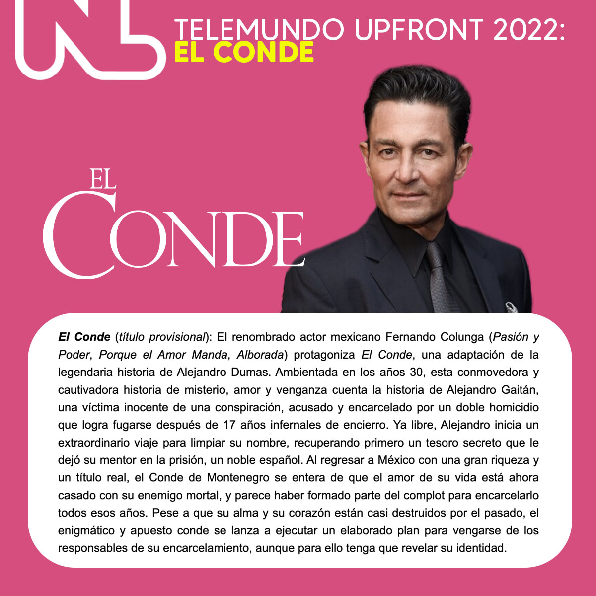 NovelaLounge's tweet photo. #TelemundoUpfront: #ElConde con Fernando Colunga https://t.co/gwAJXRuyHw