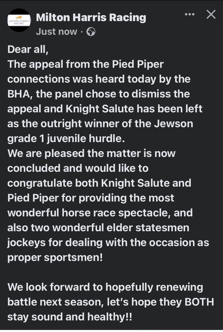 Knight Salute keeps his grade 1 win 🥇