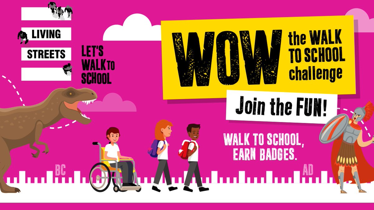 livingstreets's tweet image. 🚶‍♀️Our WOW, walk to school challenge resources are now available for September start! 

Next year, we will #WalkThroughTime as we #WalkToSchool, collecting badges each month and learning about important moments in history!
🦖🚀✊🪶🦣🌹

Find out more: livingstreets.org.uk/wow