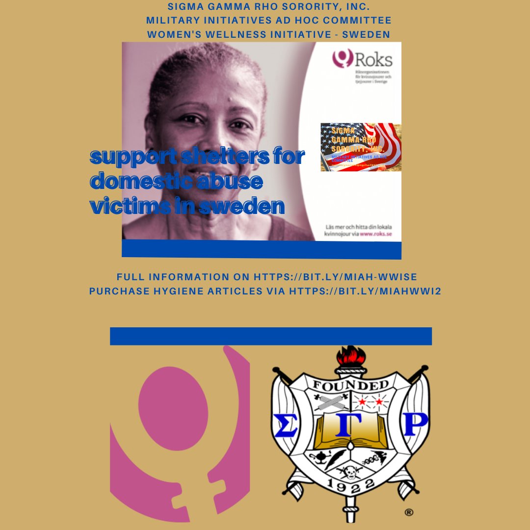 bwie's tweet photo. Sigma Gamma Rho Sorority, Inc. Womenโs Wellness Initiative in Sweden is supporting women's and girls' shelters. #domesticviolence #greaterservice
https://t.co/ZXffDaj0D8 https://t.co/NoL7zoRgoW
