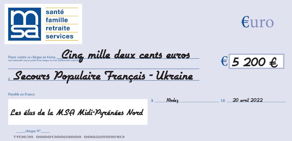 MpnMsa's tweet photo. @MpnMsa, soutien à l'#Ukraine️, #solidarité  
Dans le cadre du partenariat avec le @SecoursPop, les élus #MSAMPN ont versé 5 200 € aux antennes départementales : @secours_pop #Aveyron, #Cahors, #Albi et @SecoursPop82 https://t.co/ciwqgG3C8V
