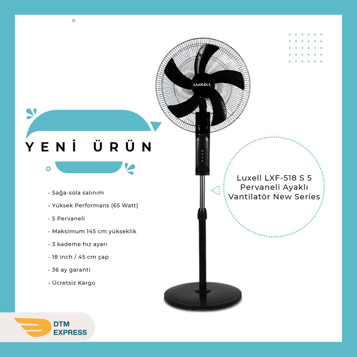 Luxell LXF-518 5 pervaneli vantilatör ile klimaya ihtiyaç duymayacaksınız ❄️

#Luxell #vantilatör #luxellvantilatör #Klima #Yaz #bimaktuel