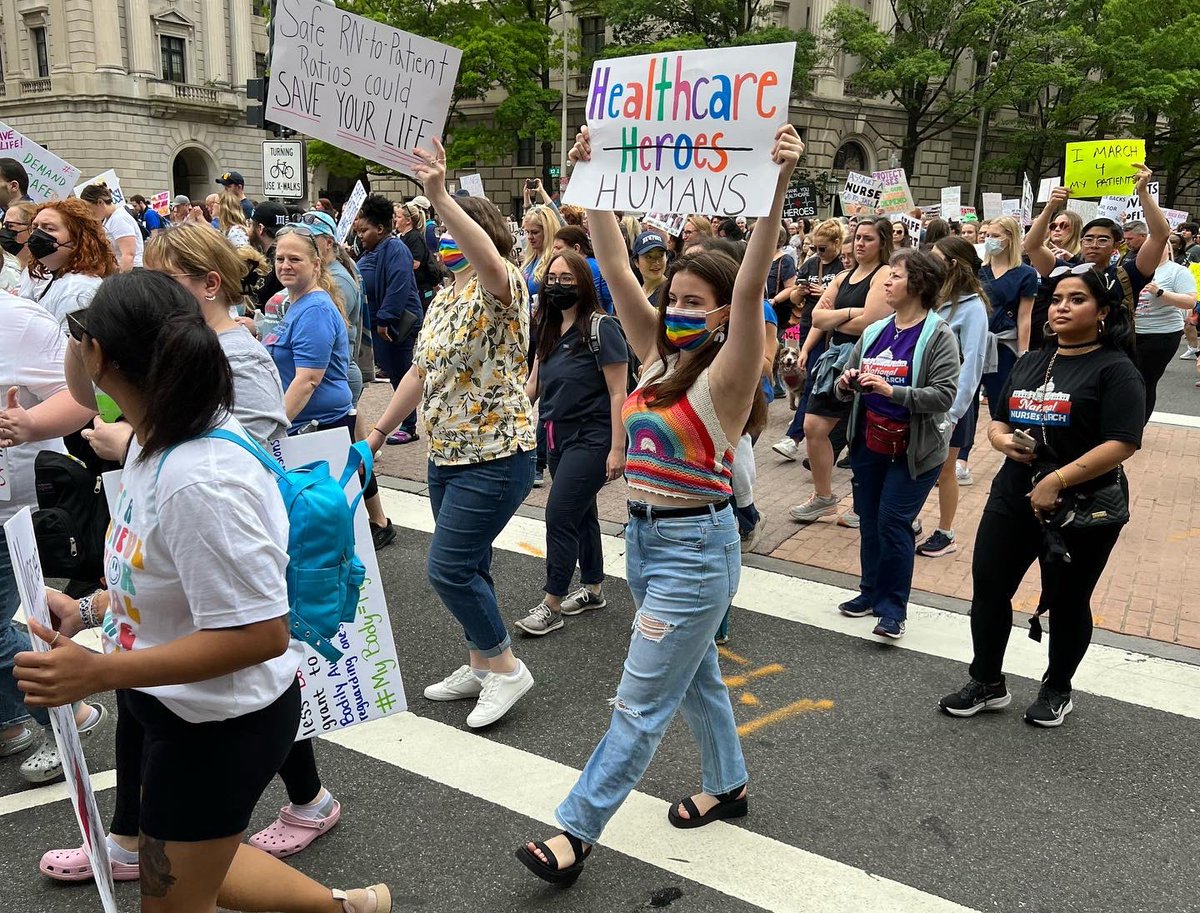 VictoriaSanchez's tweet photo. The nurses are calling for better nurse-to-patient ratios, better pay and protection from injury and physical assault from some patients. @7NewsDC 
#nursesmarch https://t.co/dAGlAdAjlL