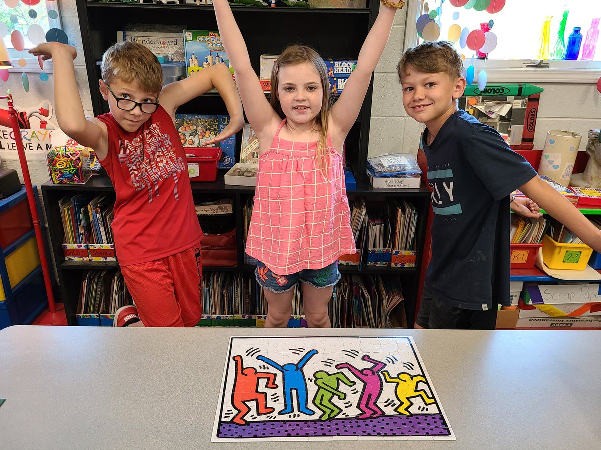 Posing like the painting in celebration when they finished! <a href="/amoran4/">Amy Moran</a> #Puzzles #TigerLegacy <a href="/SeriousPuzzles/">SeriousPuzzles.com</a> Thanks for <a href="/Artsonia/">Artsonia</a> purchases parents!